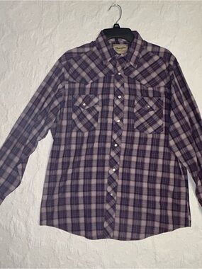 Size Large Wrangler Plaid pearl snap Button-Front Western Shirt - Men's